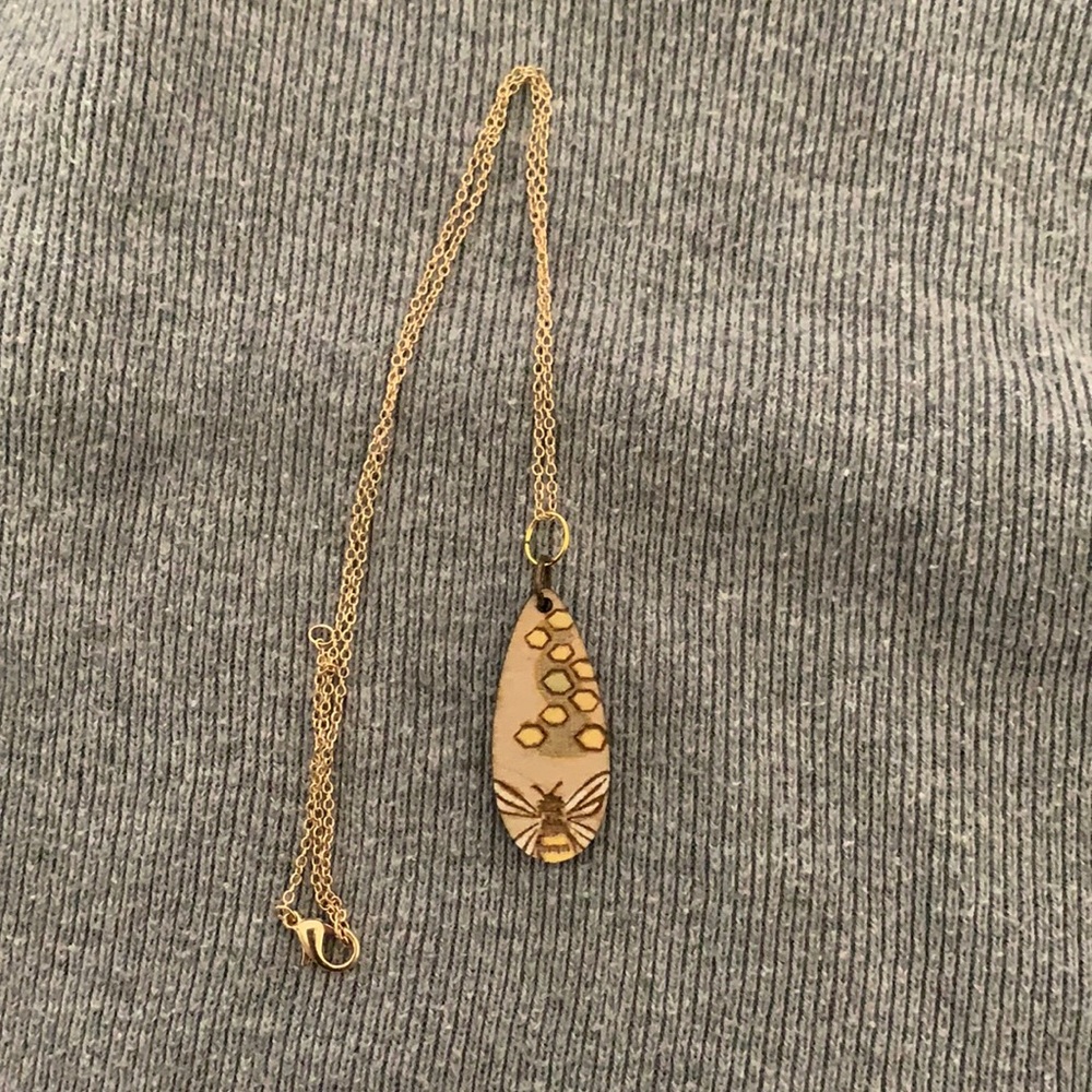 Boho Vegan Bumble Bee Wooden Pendant